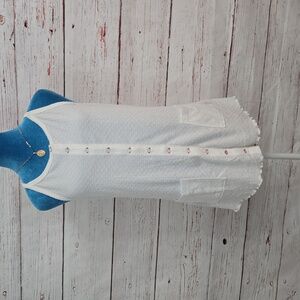 NWT Free People White Button-Down Sleeveless Top Size XL